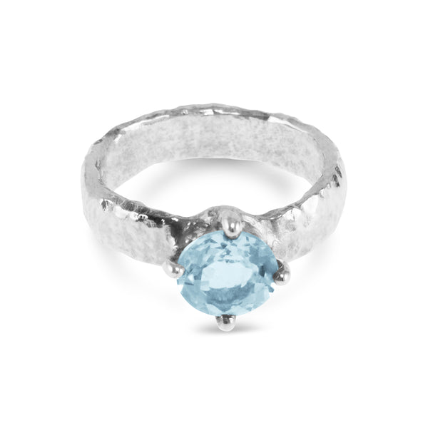 Ring handmade in silver set with blue topaz gemstone. - paul magen