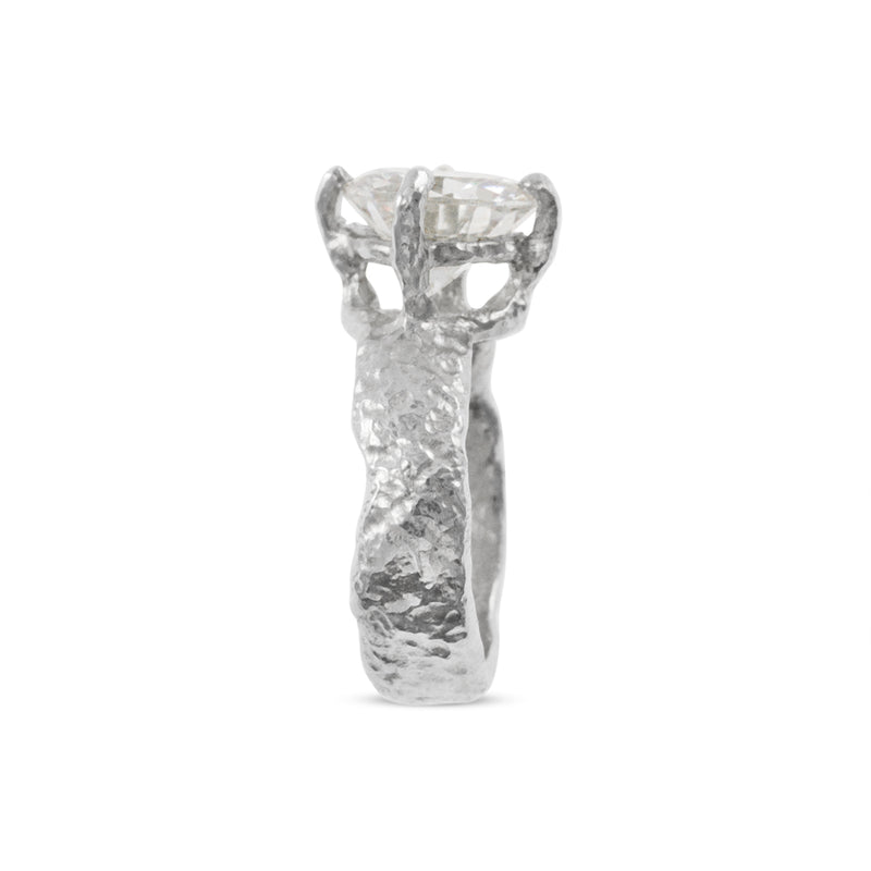 Ring handcrafted in silver set with white cubic zirconia. - paul magen