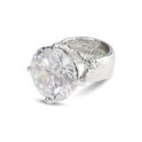 Designer ring in sterling silver set with white cubic zirconia. - paul magen