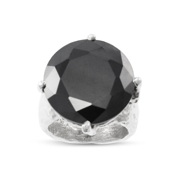Statement ring made in silver set with black cubic zirconia. - paul magen