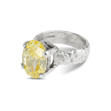 Handcrafted ring in silver set  with yellow cubic zirconia. - paul magen
