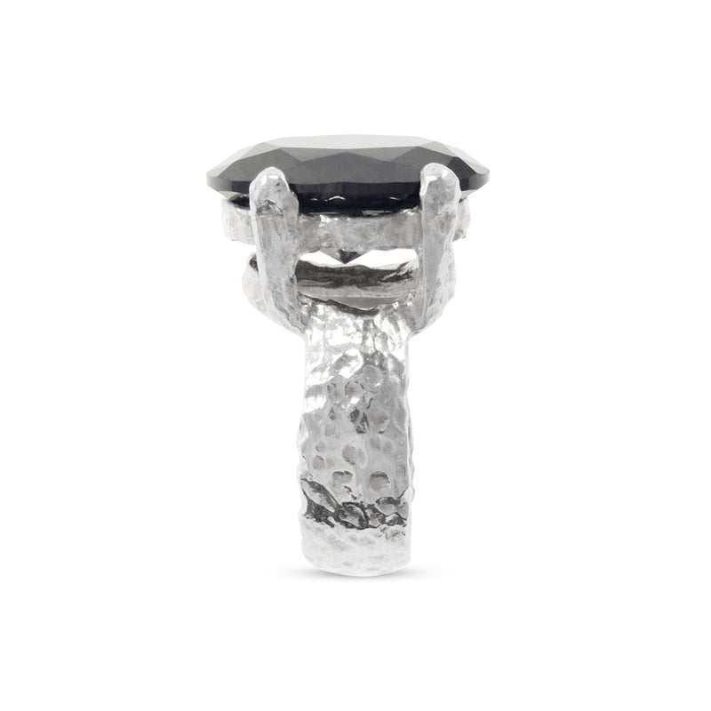 Silver designer ring set with black cubic zirconia. - paul magen