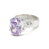 Handmade ring in silver claw set with lilac cubic zirconia. - paul magen