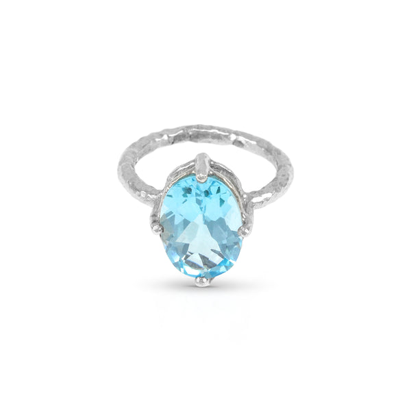 Ring handmade in silver set with blue topaz stone gemstone. - paul magen