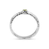 Peridot ring in silver handmade with an organic finish. - paul magen