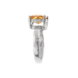 Designer ring in silver set with champagne cubic zirconia. - paul magen