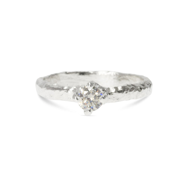 Handmade ring in silver set with a white cubic zirconia. - paul magen