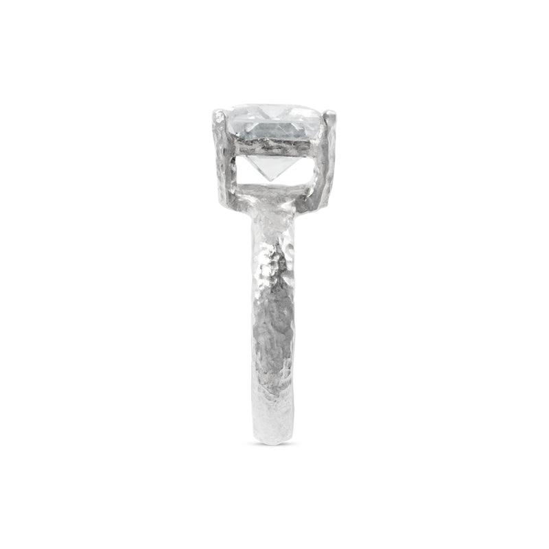 Ring handmade in silver set with white cubic zirconia. - paul magen