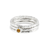 Silver stacking rings handmade and set with a citrine. - paul magen