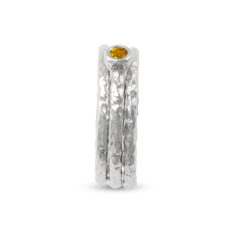 Silver stacking rings handmade and set with a citrine. - paul magen