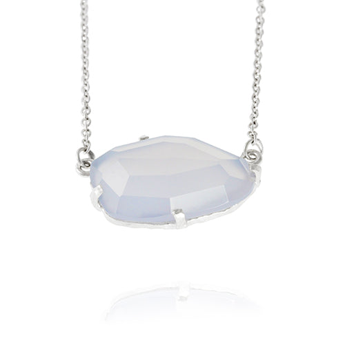 Handmade silver necklace set with chalcedony gemstone. - paul magen
